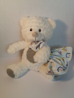 Sparks Create Imagine Bear With Rainbow Blanket Rattle Stuffed Animal Plush